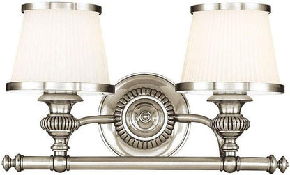 Milton 2-Light Bath and Vanity | Polished Nickel Finish | Made of Steel & Glass | Damp-Rated for Bathroom Use | 15.5" W X 9" H Profile | 2002-PN