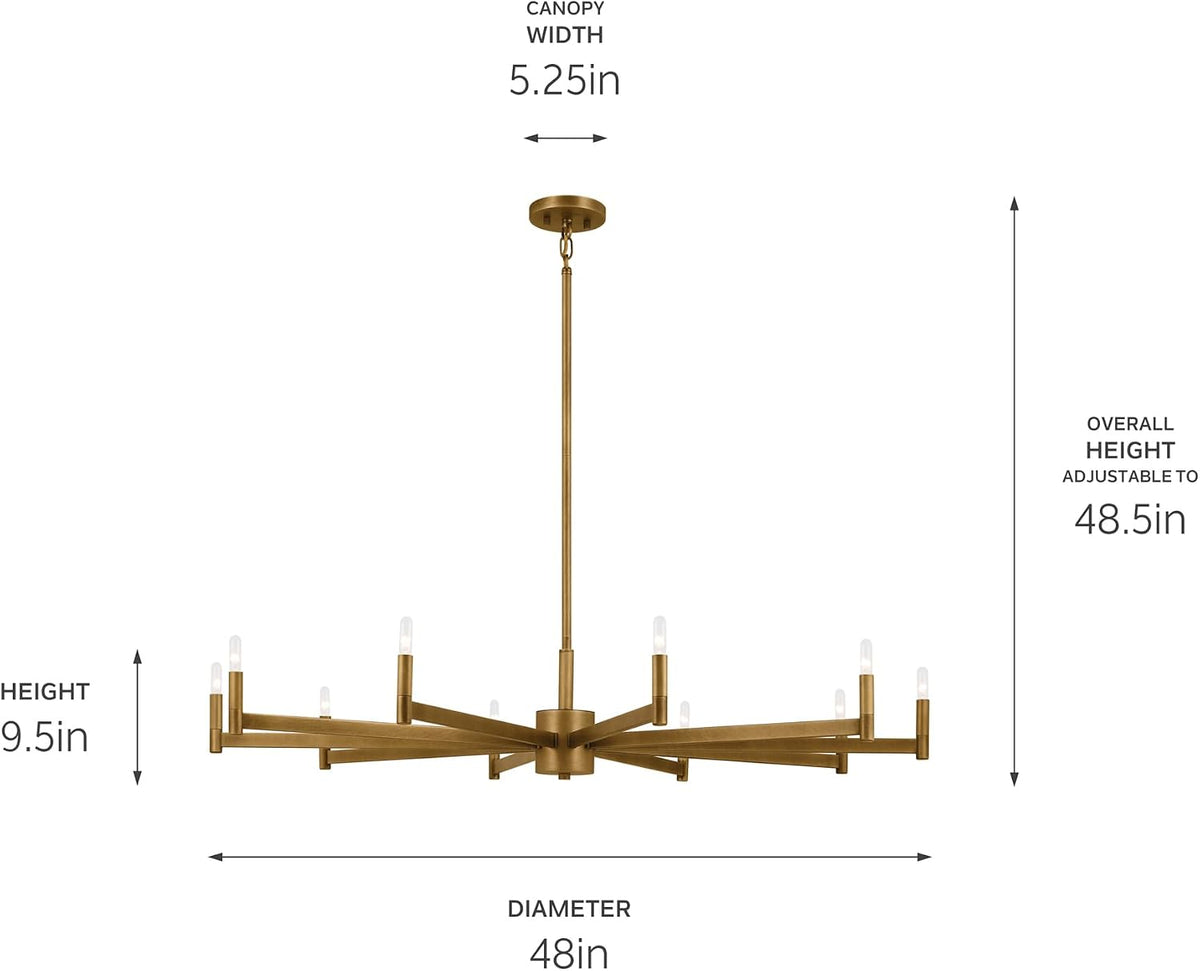 Erzo 48" 8-Light Chandelier, Natural Brass, 52613NBR