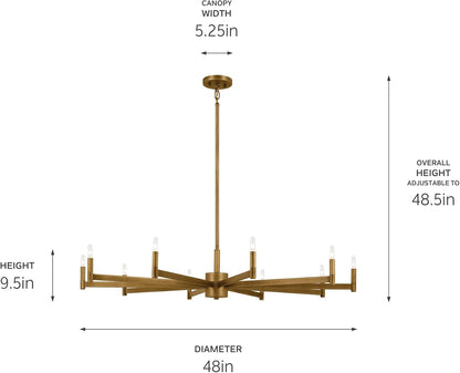 Erzo 48" 8-Light Chandelier, Natural Brass, 52613NBR