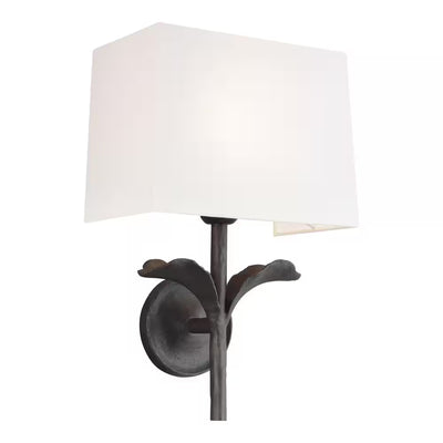 Advanced Architectural 11-Inch Georgia Aged Iron Wall Sconce with White Linen Shade 1-Light Fixture Collection