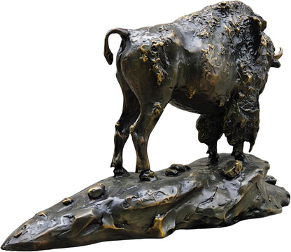 Bronze Bison Statue Large American Buffalo Sculpture Rocky Base Lodge Decor