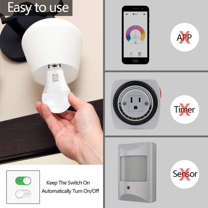 Dusk to Dawn Light Bulb 7W E26 Smart Sensor LED Bulbs Built-In Photosensor Detection with Auto Switch Outdoor Indoor LED Lighting Lamp for Porch Front Door Garage Basement (Cool White, 2 Pack)