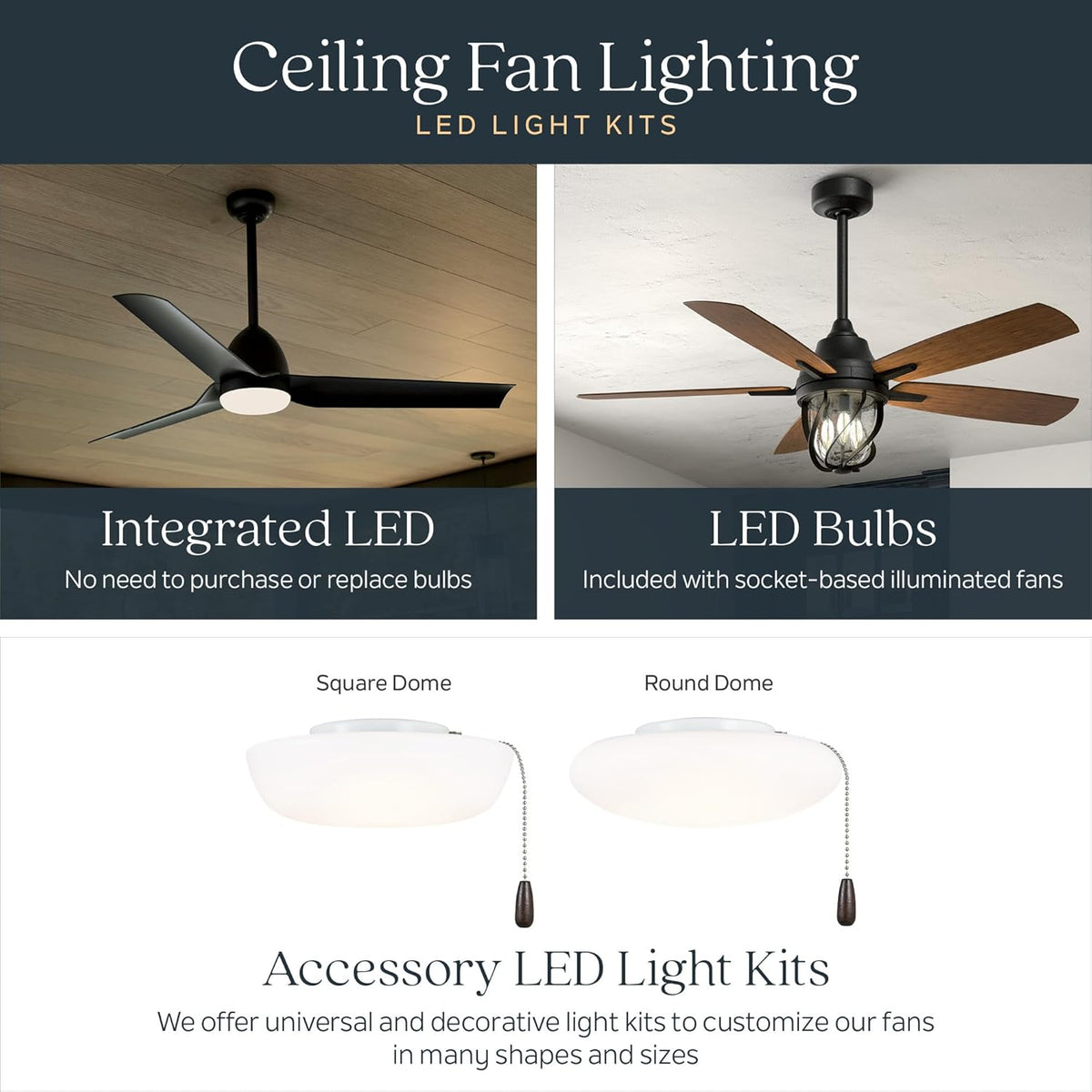 Gentry XL 65" Ceiling Fan with LED Light, Distressed Black
