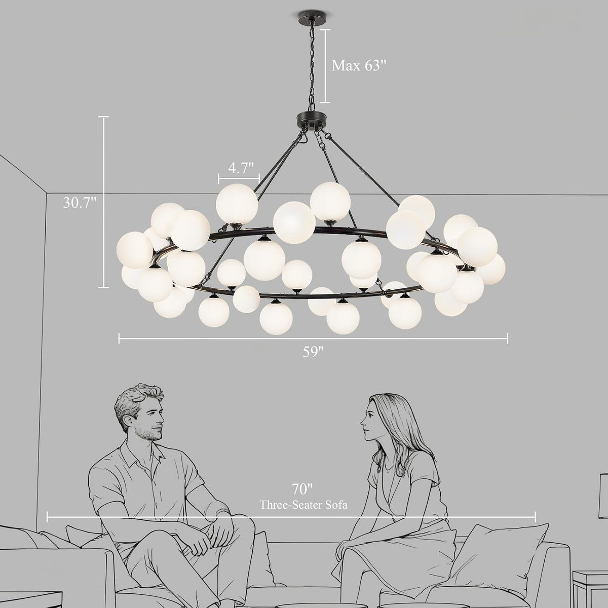 Dining Room Chandelier 60 Inch Sputnik Chandeliers for High Ceilings Large
