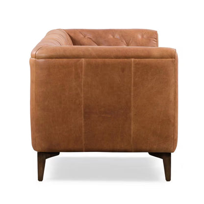 Essex 89 In. Square Arm 3-Seater Sofa in Cognac Tan