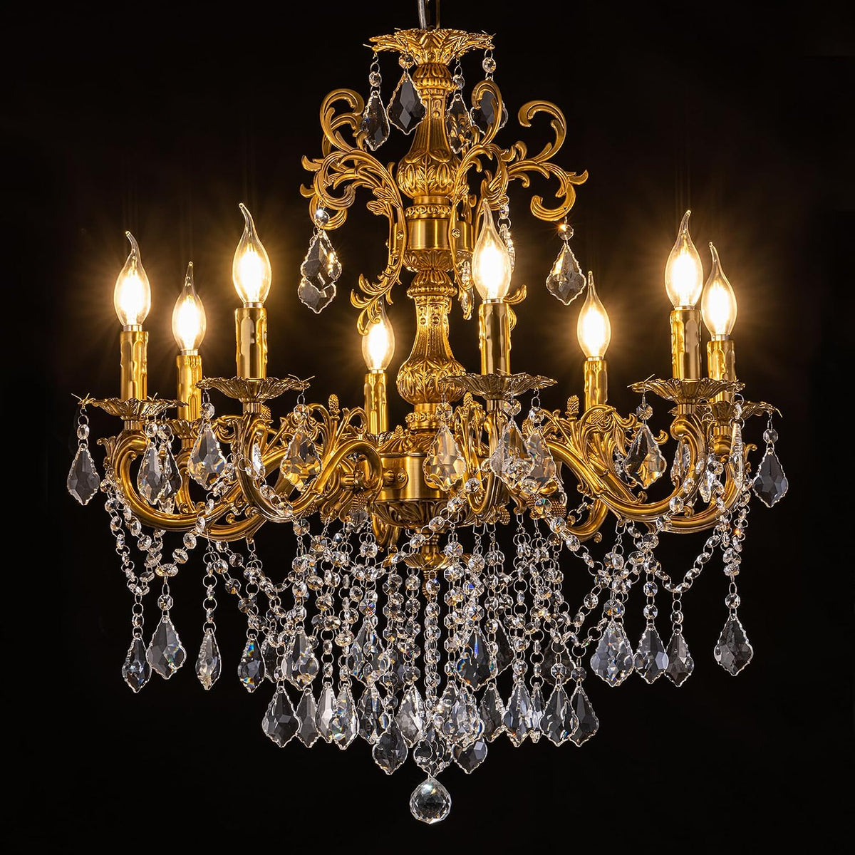 Crystal Chandeliers 28" Vintage Antique Bronze Chandelier