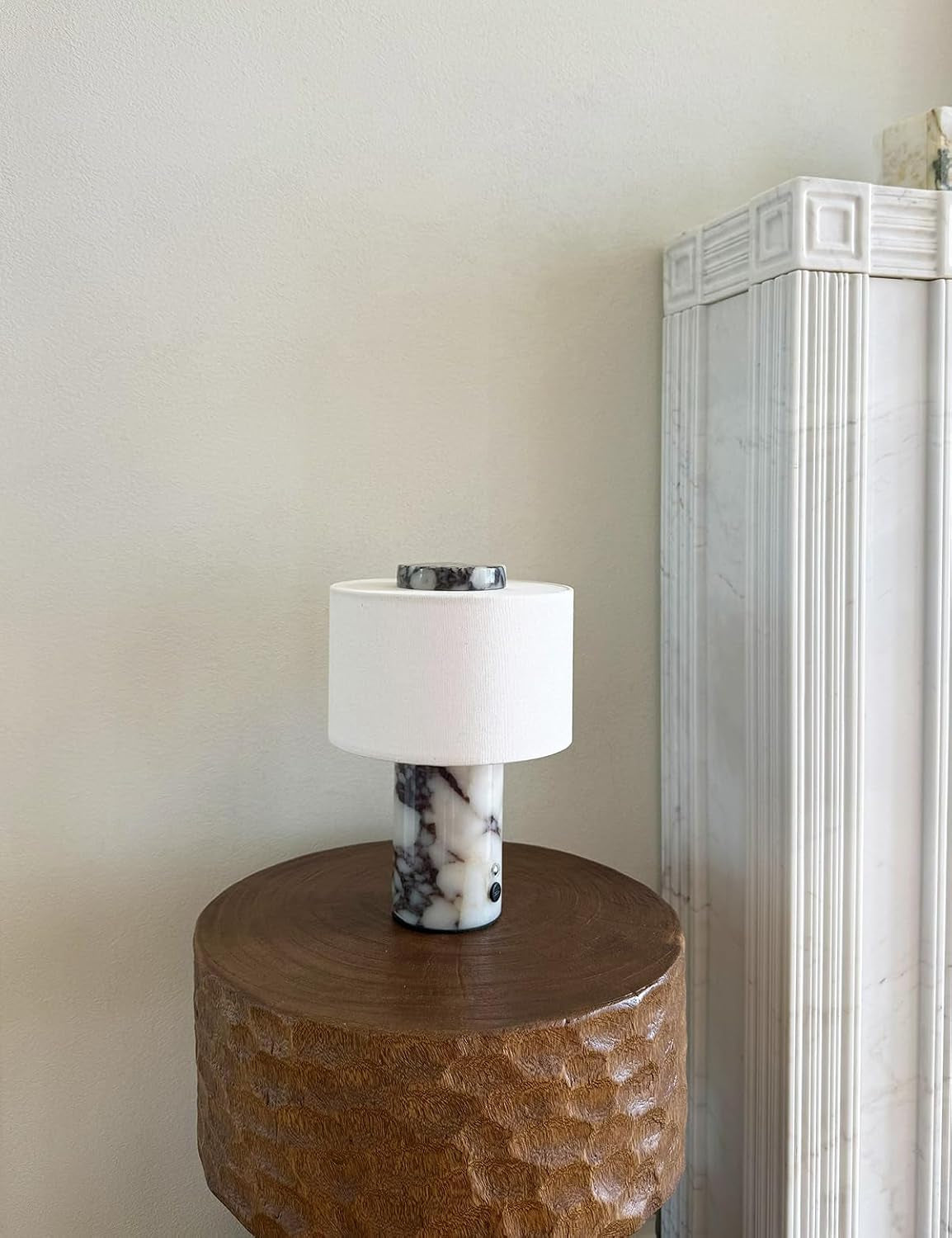 Marble Lamp, Stone Table Lamps Rechargeable Modern Decorative Touch Dimmable Cordless Luxury Design Bedside Lamp for Home Decor, Bedroom, Living Room & Office (Rechargeable Calacatta Viola Lamp)