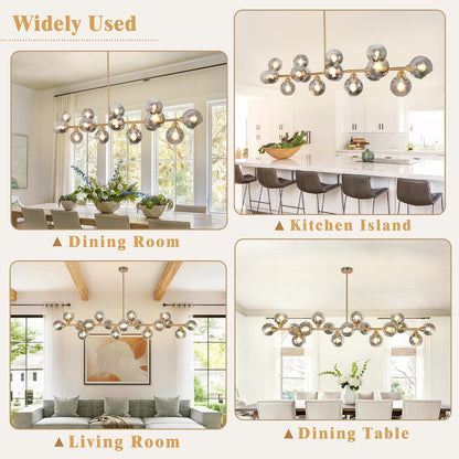 75'' Gold Linear Chandeliers for Dining Room Modern Extra Large Chandelier