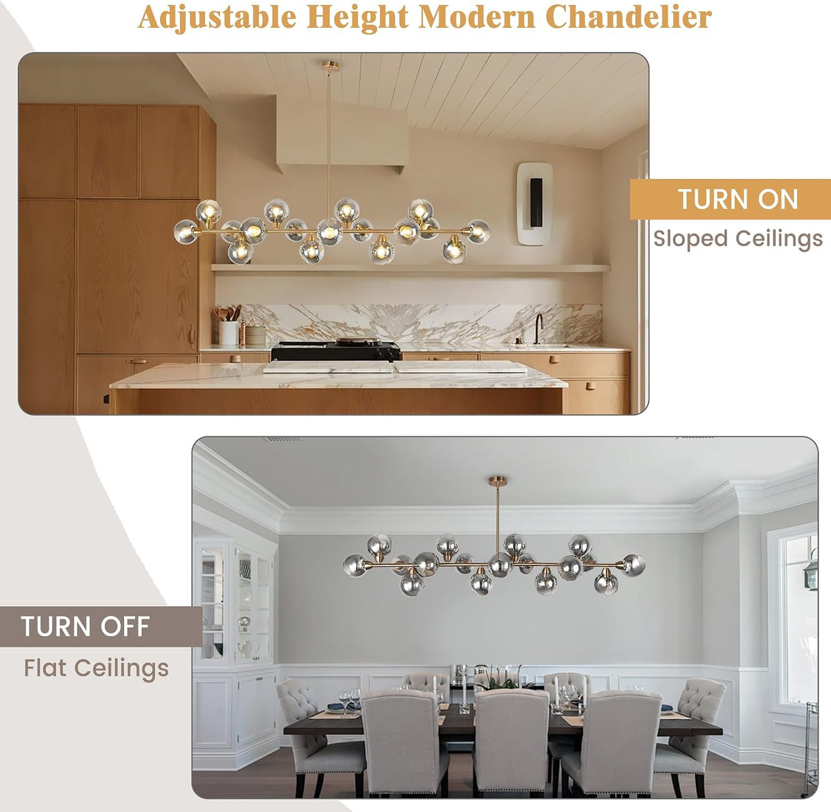 75'' Gold Linear Chandeliers for Dining Room Modern Extra Large Chandelier