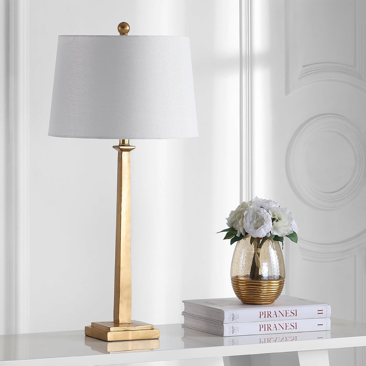 SAFAVIEH Andino Table Lamp Set of 2, 31.5" Glam Gold/White TBL4024A-SET2