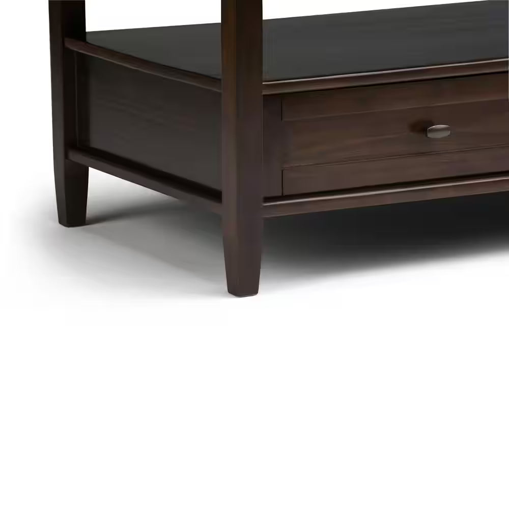 Warm Shaker 48 In. Wide Rectangle Solid Wood Coffee Table in Tobacco Brown