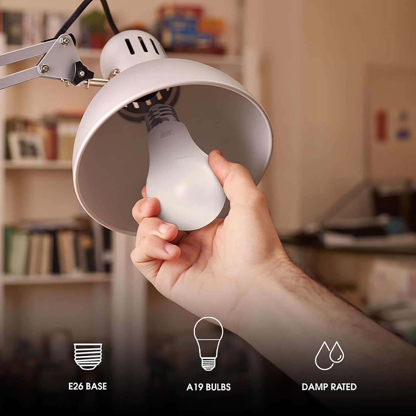 OM60/927CA/AG 60W Equivalent Wifi Dimmable, No Hub Required, Alexa Google Assistant A19 Smart LED Light Bulb, 4.4" H X 2.3" D, 2700K Soft White