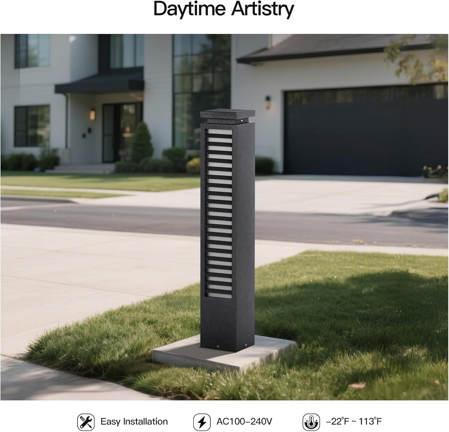 Outdoor Pathway Lights, 27.6" AC 100-240V Bollard Lights, IP65 Waterproof Path Light, 3000K LED Bollard Landscape Lighting, Modern Commercial Curb Appeal Light for Garden Driveway Sidewalk Lawn