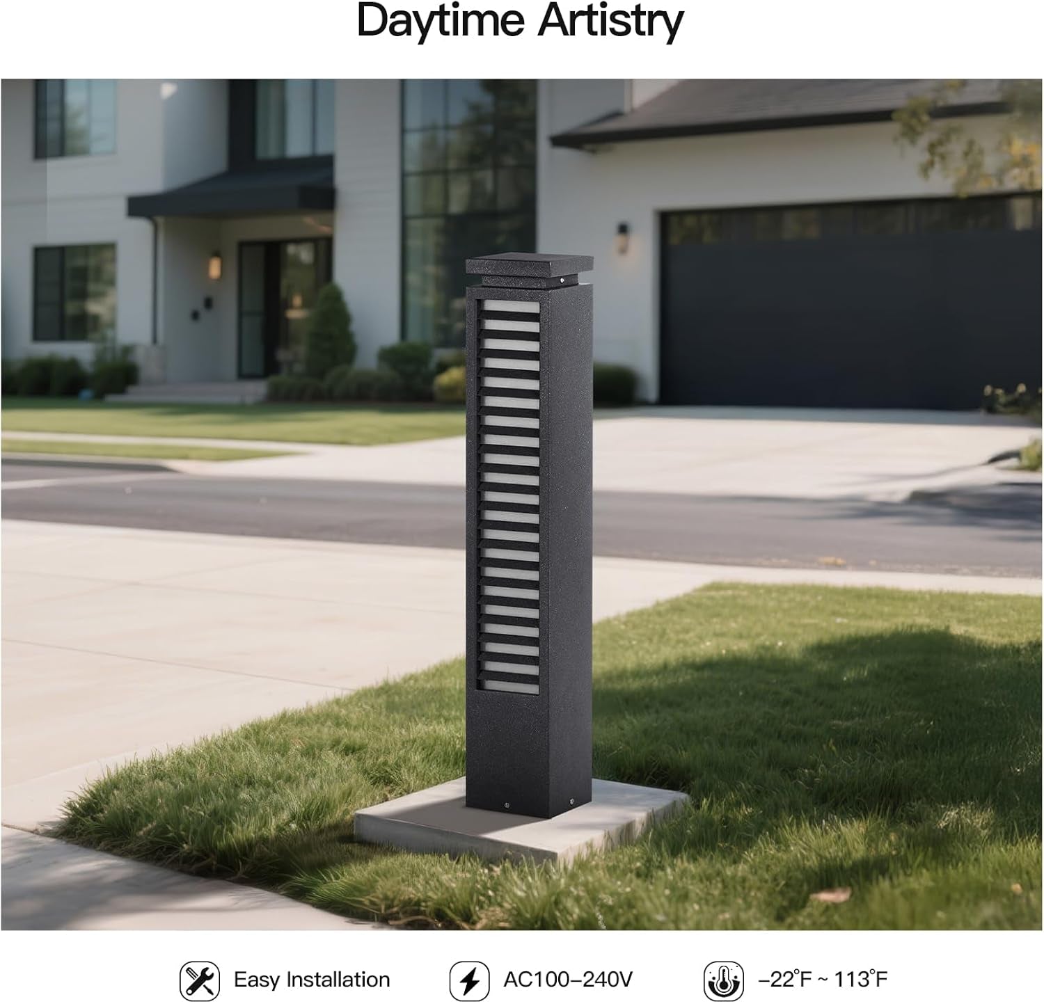 Outdoor Pathway Lights, 27.6" AC 100-240V Bollard Lights, IP65 Waterproof Path Light, 3000K LED Bollard Landscape Lighting, Modern Commercial Curb Appeal Light for Garden Driveway Sidewalk Lawn