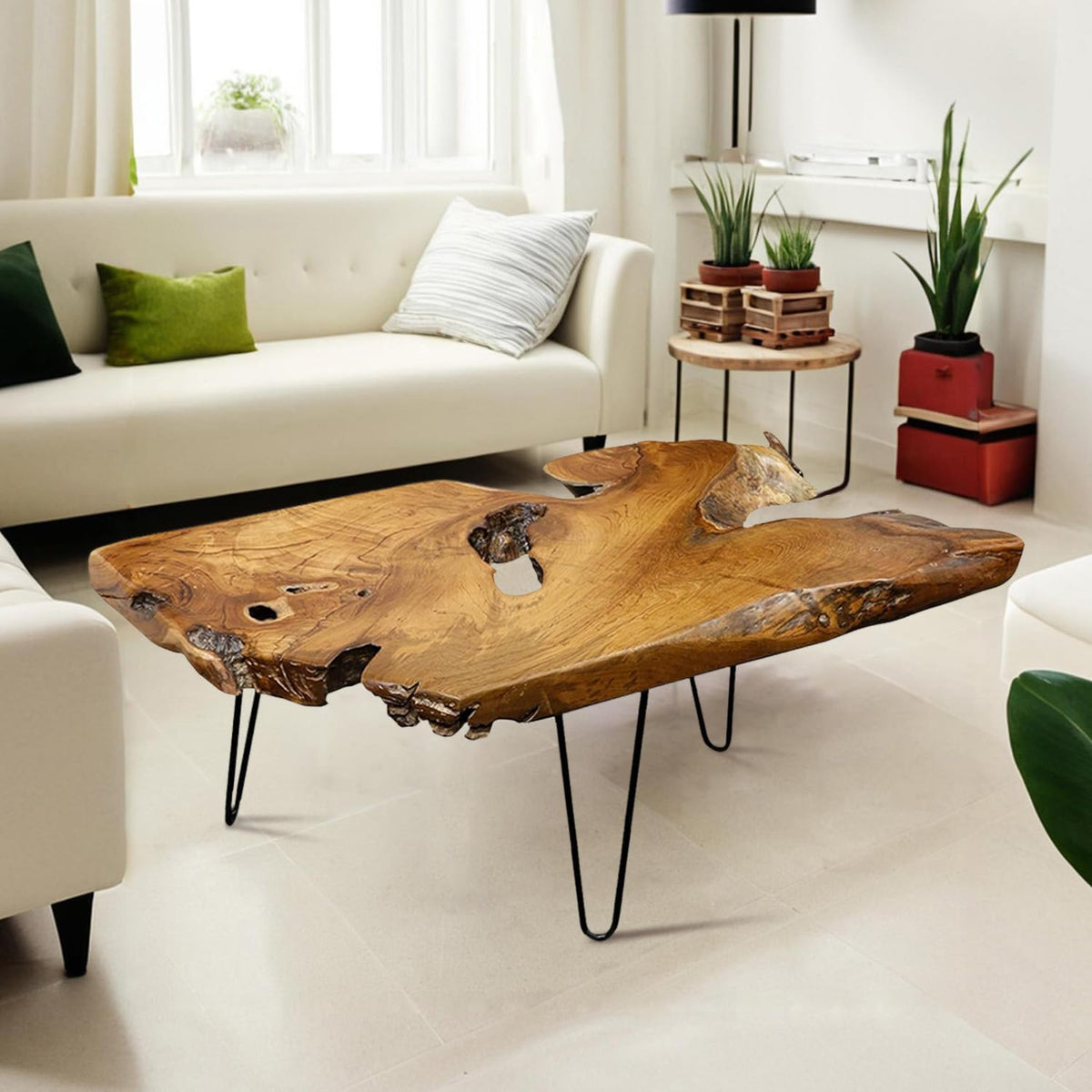Rustic Coffee Table, Solid Camphor Wood Top, Live Edge, No Two Alike