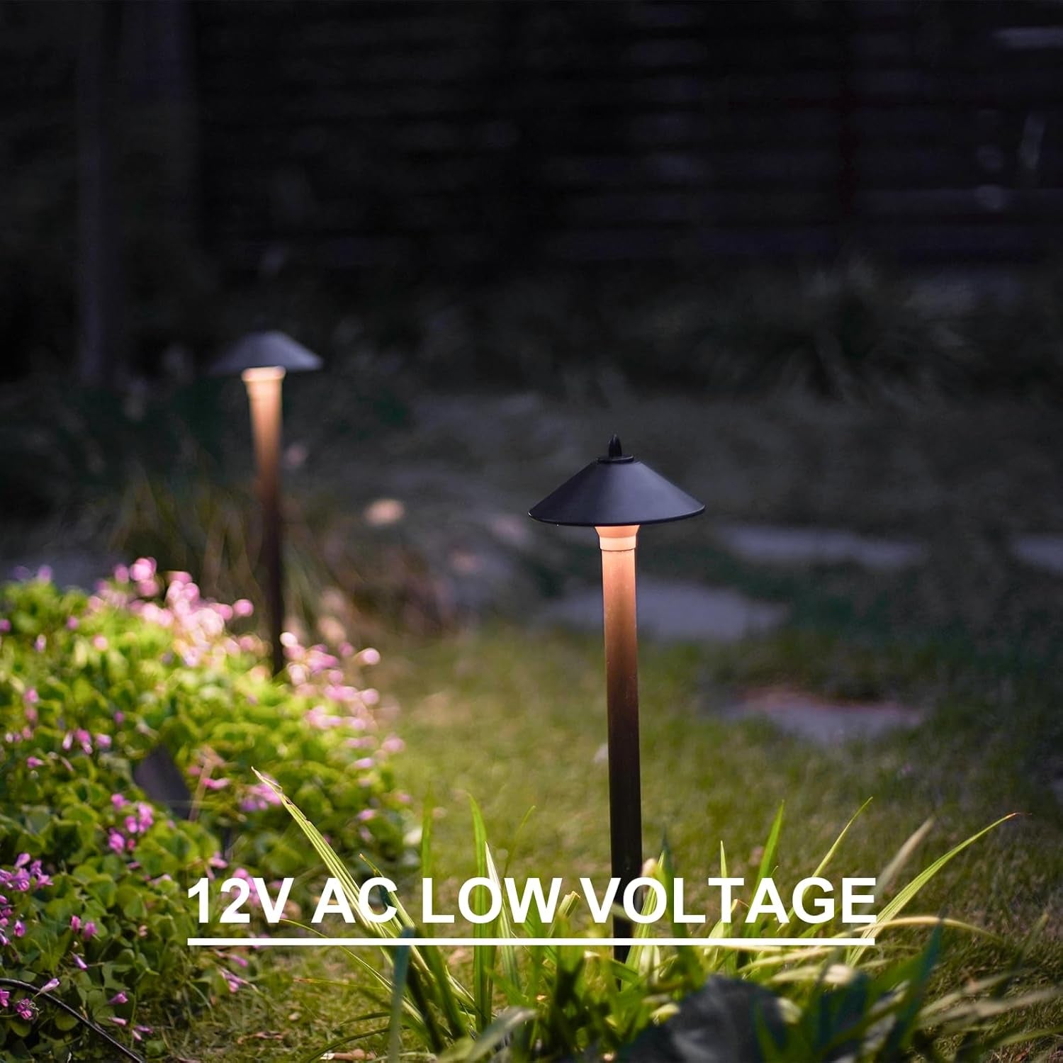 Landscape Lighting Outdoor Low Voltage Landscape Lighting Kits 8PK Pathway Lights Wired 10W 25 Lumen 2700K Warm White Metal 12V Bronze Electric Sidewalk Walkway Lights with Cable Connectors
