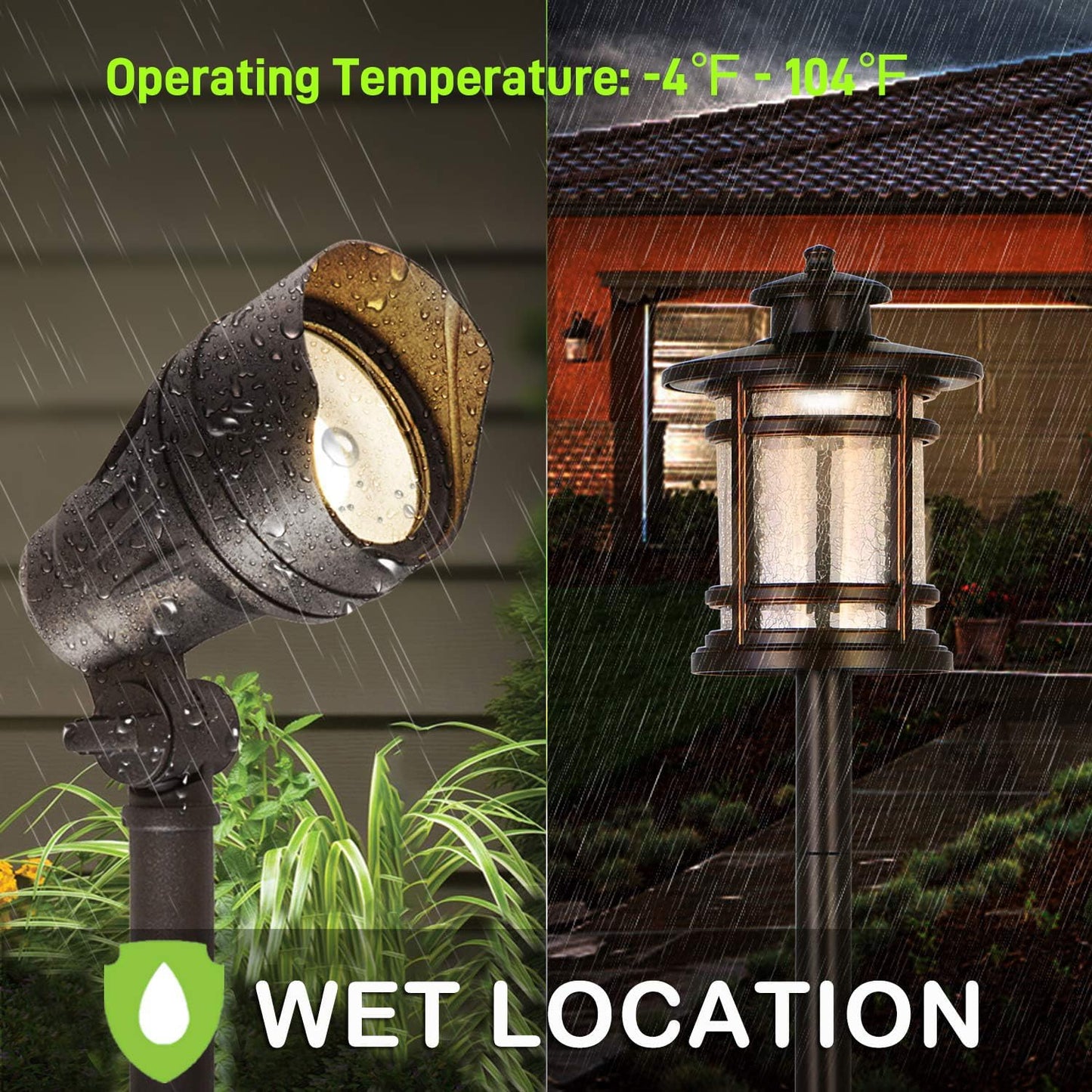 8 Pack Low Voltage LED Landscape Kits, 12V-15V Pathway Flood Light Kits, 10W 390LM and 3.4W 155LM Wired for Outdoor Yard Lawn, Die-Cast Aluminum, 50W and 30W Equivalent