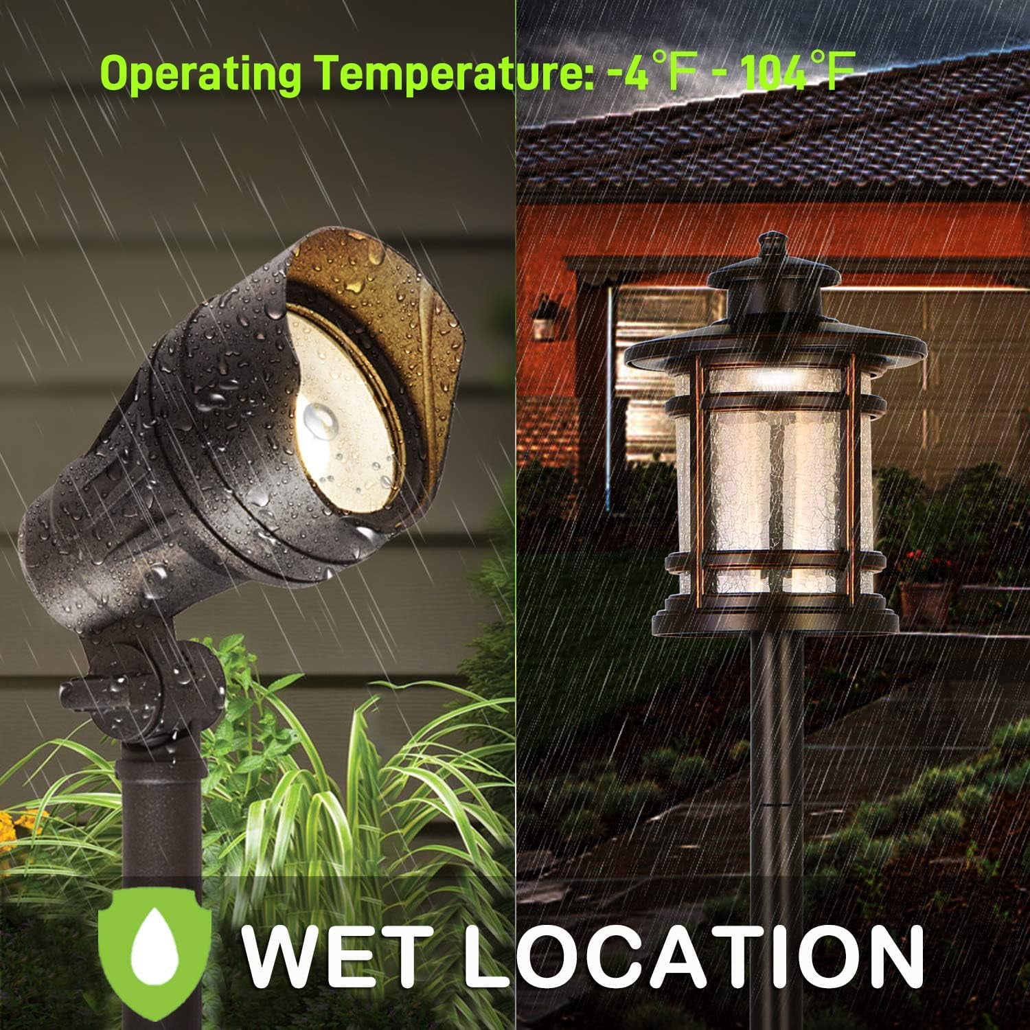 8 Pack Low Voltage LED Landscape Kits, 12V-15V Pathway Flood Light Kits, 10W 390LM and 3.4W 155LM Wired for Outdoor Yard Lawn, Die-Cast Aluminum, 50W and 30W Equivalent