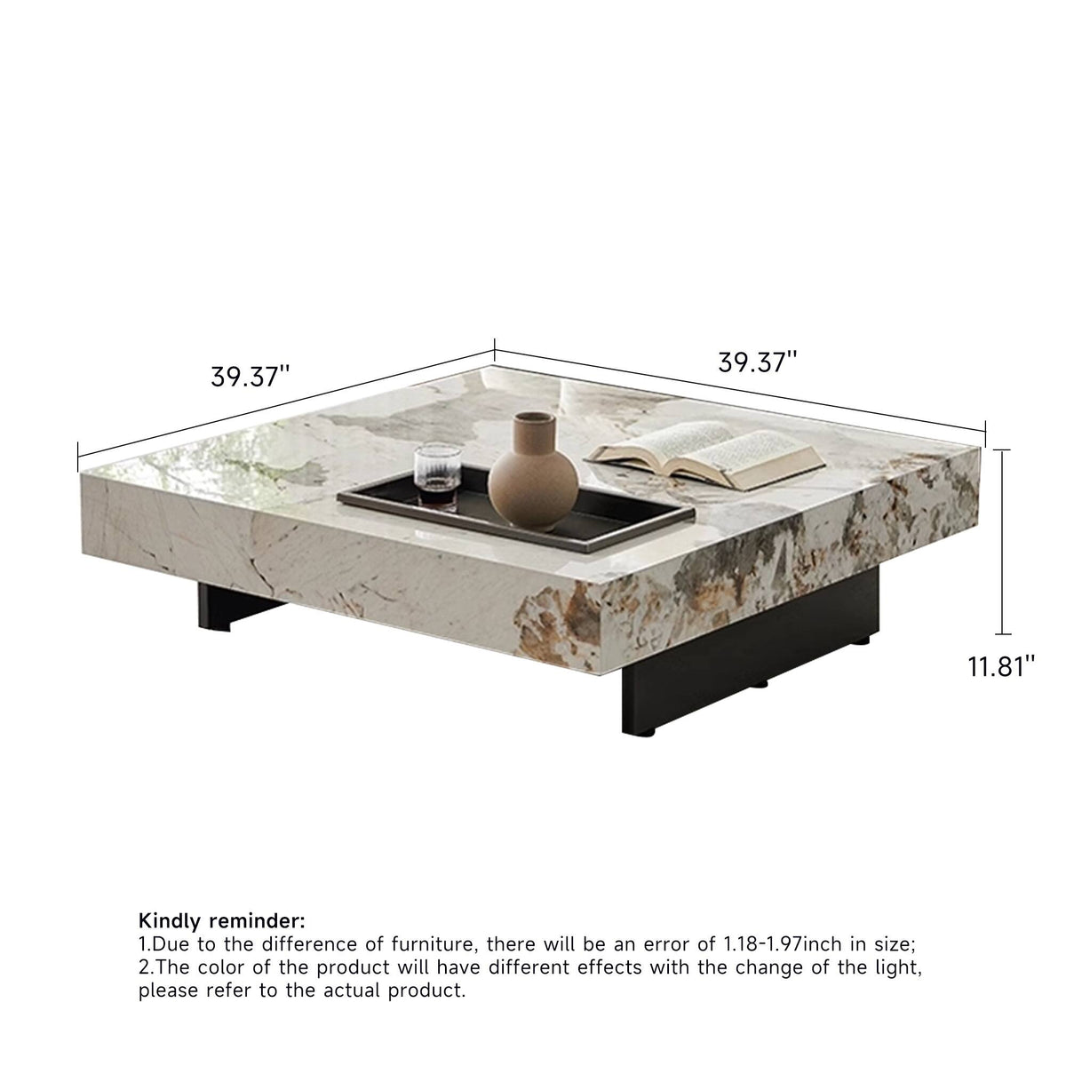 Light Luxury Sintered Stone Square Coffee Table