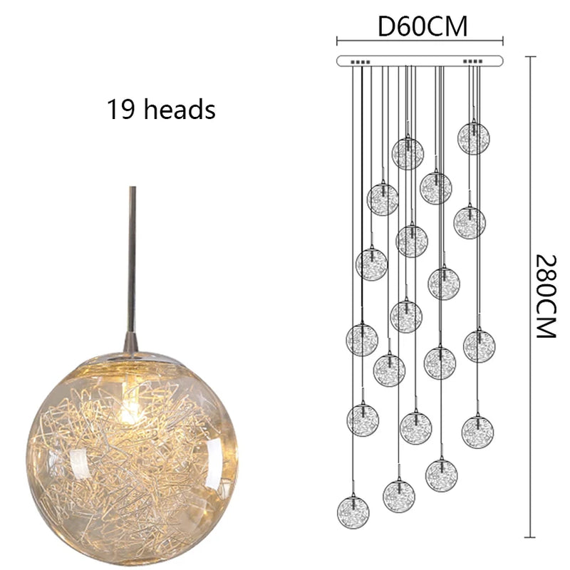 Modern Home Decoration Led Lights, Stair Chandelier, Living Room Chandelier, Glass Chandelier, Indoor Lighting