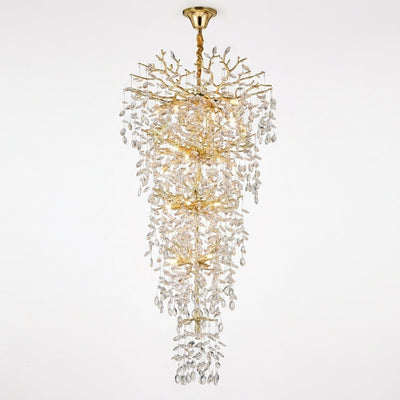 Modern Crystal Chandelier Built to Transform Any Space, 28-Light Gold Finish, Multi-Tier Design, 118 Inch Length