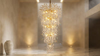 Modern Chandelier 118 In. 28-Light Crystal Gold Chandelier for Foyer, Living Room, Multiple Tiers Chandelier — Lifestyle