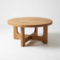 Round Coffee Table Crafted for Modern Living, Solid Wood Base, Reclaimed Hardwoods, Sustainable Materials