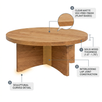 Sculptural round Wood Coffee Table — How It Works