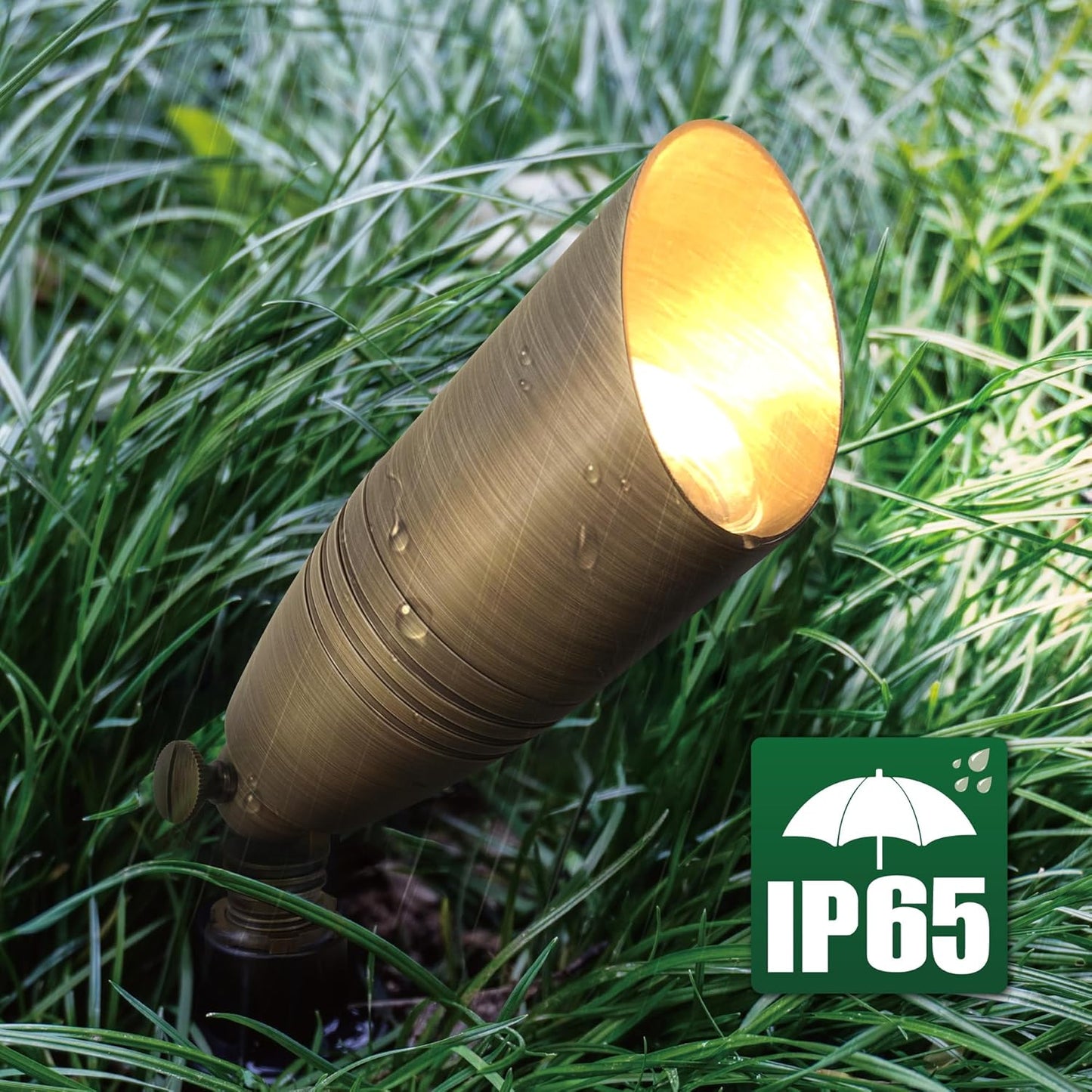 6 Pack Solid Brass Landscape Spotlight, 12V AC/DC Outdoor Low Voltage Landscape Lights, Garden Patio Trees Spot up Light, Directional LED Uplight Waterproof Fixture with ABS Spike, No MR16 Bulb