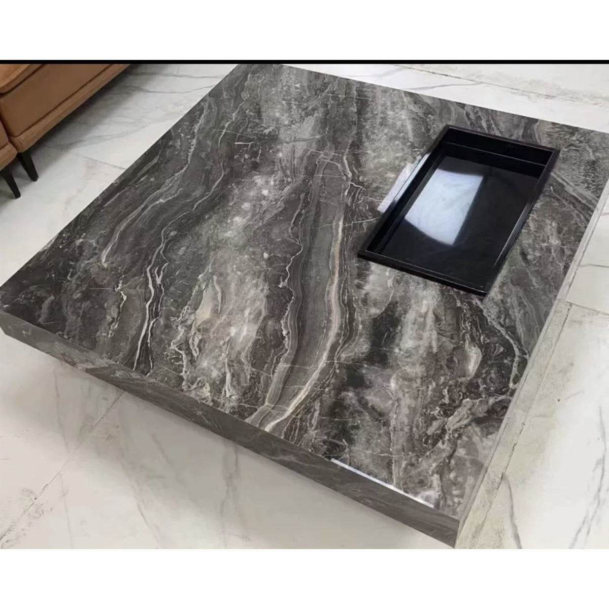 Light Luxury Sintered Stone Square Coffee Table