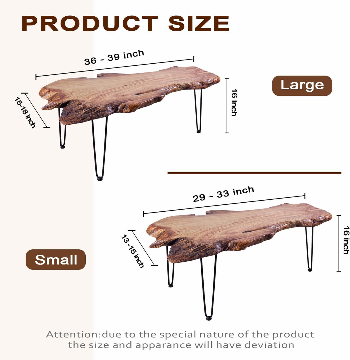 Rustic Coffee Table, Solid Camphor Wood Top, Live Edge, No Two Alike