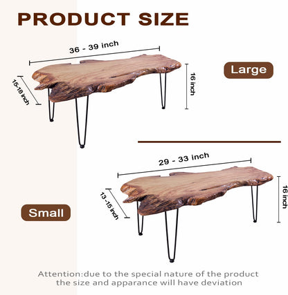 Rustic Coffee Table, Solid Camphor Wood Top, Live Edge, No Two Alike
