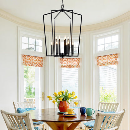 Modern Large Black Lantern Foyer Entryway Chandelier