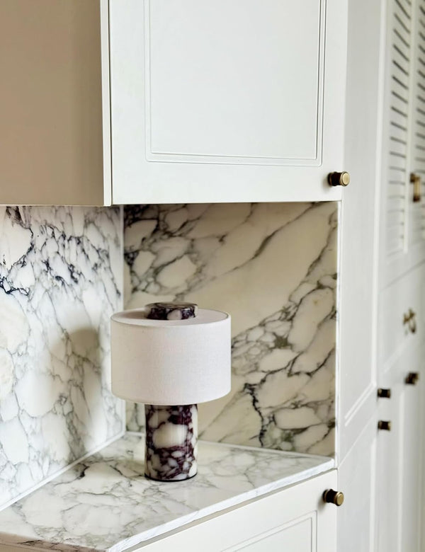 Marble Lamp, Stone Table Lamps Rechargeable Modern Decorative Touch Dimmable Cordless Luxury Design Bedside Lamp for Home Decor, Bedroom, Living Room & Office (Rechargeable Calacatta Viola Lamp)