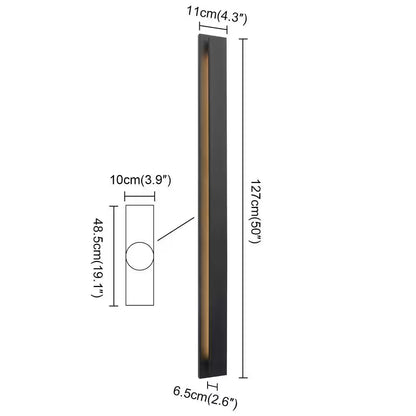 50 In. Black Rectangle LED Dimmable Outdoor Waterproof Wall Sconce for Porch,Front Door,Living Room,Aisle