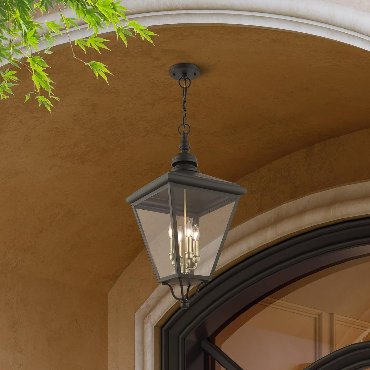 Lighting 27378-07 Adams - 4 Light Extra Large Outdoor Pendant in Traditional Style-31 Inches Tall and 14.25 Inches Wide, Finish Color: Bronze/Antique Brass