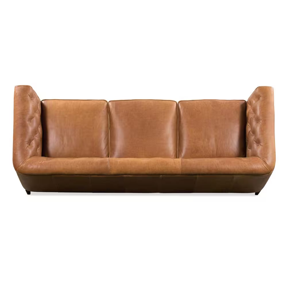 Essex 89 In. Square Arm 3-Seater Sofa in Cognac Tan