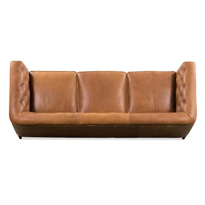 Essex 89 In. Square Arm 3-Seater Sofa in Cognac Tan