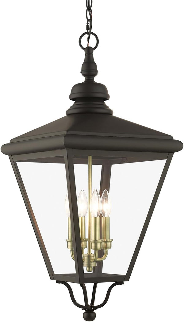 Lighting 27378-07 Adams - 4 Light Extra Large Outdoor Pendant in Traditional Style-31 Inches Tall and 14.25 Inches Wide, Finish Color: Bronze/Antique Brass