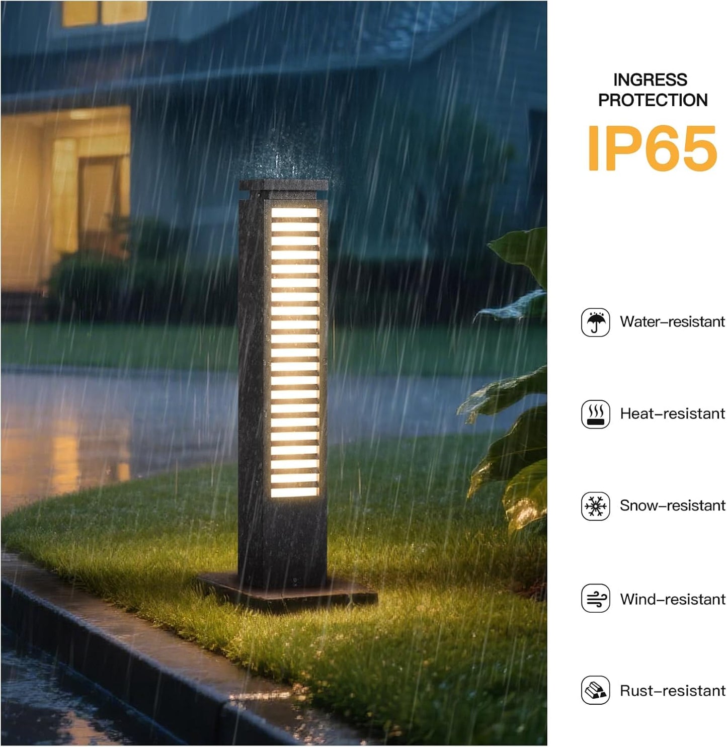Outdoor Pathway Lights, 27.6" AC 100-240V Bollard Lights, IP65 Waterproof Path Light, 3000K LED Bollard Landscape Lighting, Modern Commercial Curb Appeal Light for Garden Driveway Sidewalk Lawn