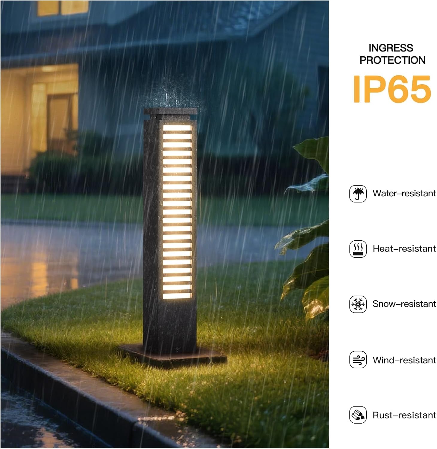 Outdoor Pathway Lights, 27.6" AC 100-240V Bollard Lights, IP65 Waterproof Path Light, 3000K LED Bollard Landscape Lighting, Modern Commercial Curb Appeal Light for Garden Driveway Sidewalk Lawn