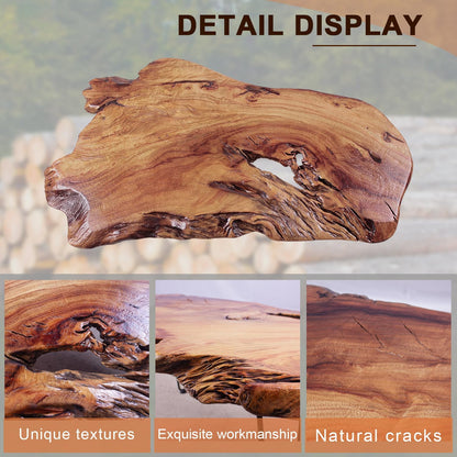 Rustic Coffee Table, Solid Camphor Wood Top, Live Edge, No Two Alike