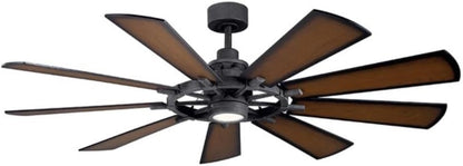 Gentry XL 65" Ceiling Fan with LED Light, Distressed Black