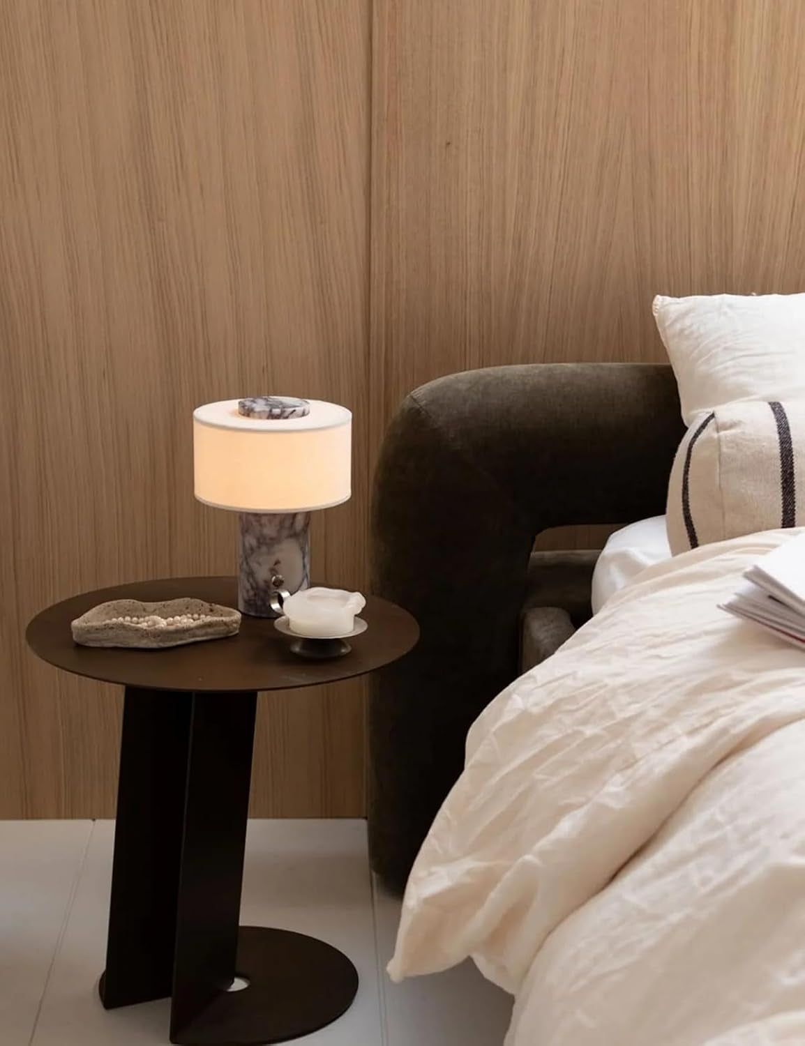 Marble Lamp, Stone Table Lamps Rechargeable Modern Decorative Touch Dimmable Cordless Luxury Design Bedside Lamp for Home Decor, Bedroom, Living Room & Office (Rechargeable Calacatta Viola Lamp)