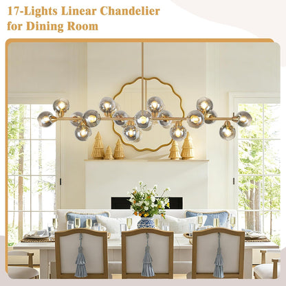 75'' Gold Linear Chandeliers for Dining Room Modern Extra Large Chandelier