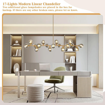 75'' Gold Linear Chandeliers for Dining Room Modern Extra Large Chandelier