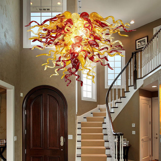 Glass Art Deco Chandelier, Hand Blown DIY Lamp Decoration, Hanging Pendant Light for Bedroom, Dining Room, Living Room, Staircase, Hotel (Customizable Size & Color)