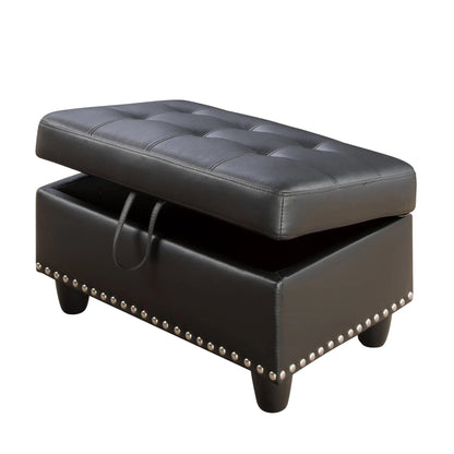 L Shaped Couch Modern Sectional Sofa with Left Chaise & Ottoman Tufted Modular Sofa Couch Set for Living Room, Black