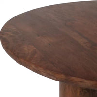 36 In. Dark Brown round Wood Scandinavian Coffee Table with Cylindrical Legs