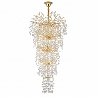 Modern Crystal Chandelier Built to Transform Any Space, 28-Light Gold Finish, Multi-Tier Design, 118 Inch Length